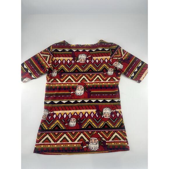 LuLaRoe Shirt Womens Medium Santa Top Short Sleeve Holiday Christmas Stretchy - Picture 8 of 9